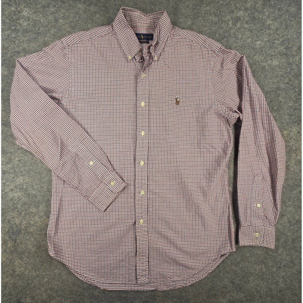 Polo Ralph Lauren Mens Classic Fit Button Down Shirt Red Blue Check Size M